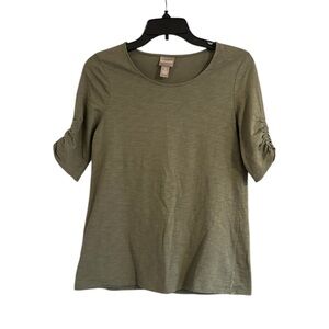 Chico's Scoop Neck Green Size Small Short Sleeve Top
